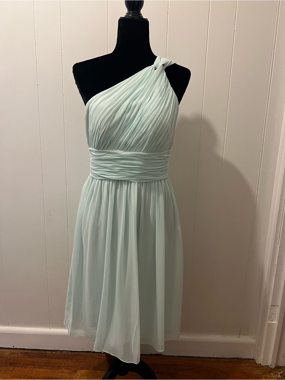 Donna Morgan Mint One Shoulder Bridesmaid Dress Size 8 Wedding Guest Formal - Picture 3 of 8